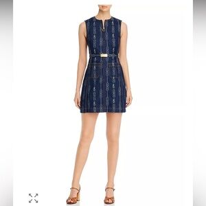 Tory Burch Belted Gemini Cotton Jacquard Dress